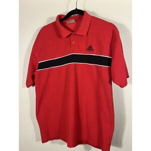 Vintage ADIDAS Polo Short Sleeve Shirt Mens XL Logo Striped Red